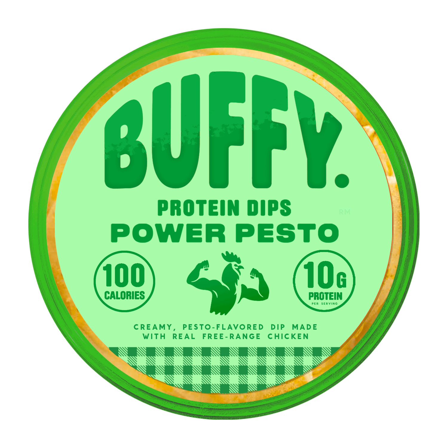 Buffy Protein Dips - Power Pesto - 100 Calories - 10G Protein per serving - Creamy, pesto-flavored dip made with real free-range chicken